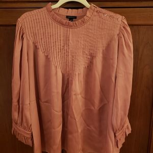 Ann Taylor NWT ruffle neck pintucked yoke top